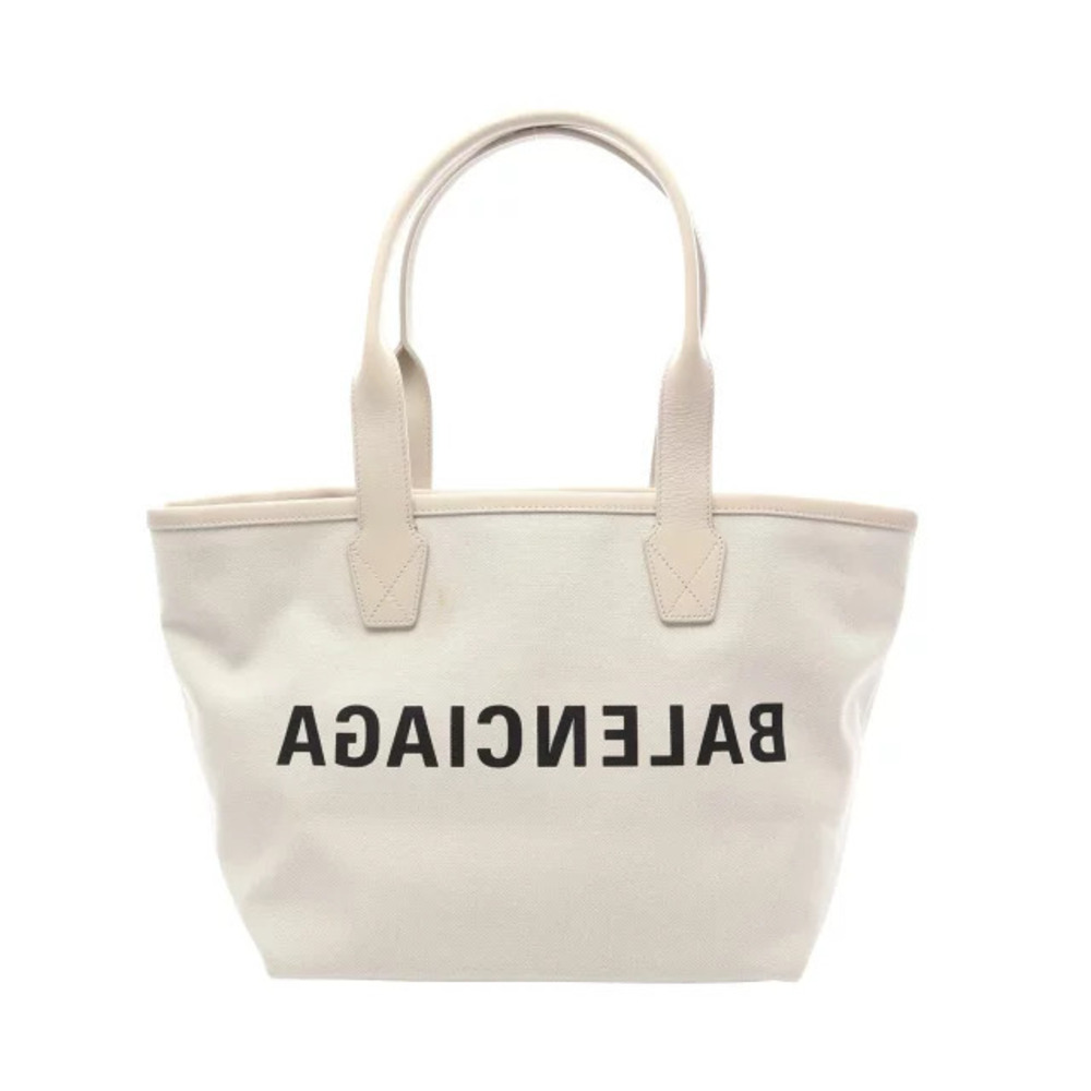 Balenciaga Cities Paris Jumbo Tote Bag Canvas Leather White Black